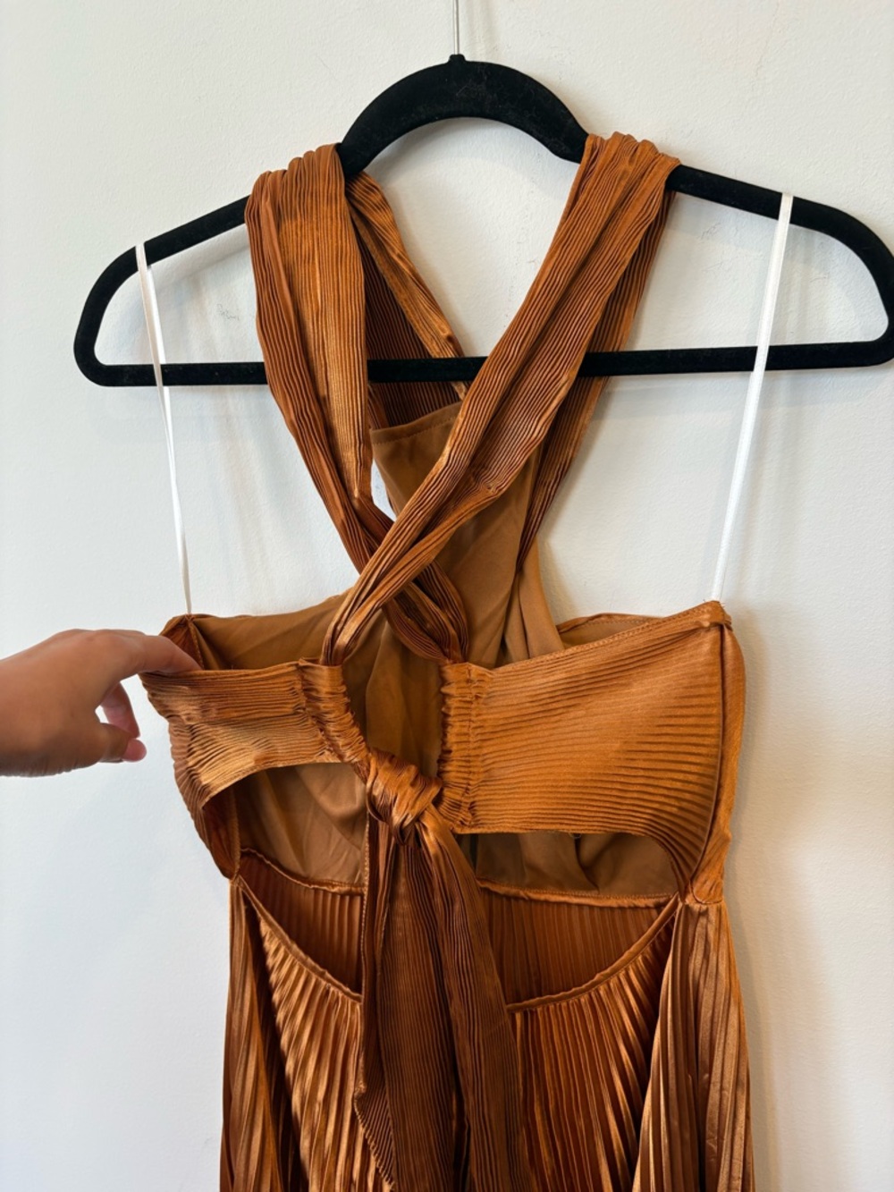 Baltic Born Sandra Pleated Metallic Copper Maxi Dress ALC STYLE Medium NWT - Picture 7 of 8